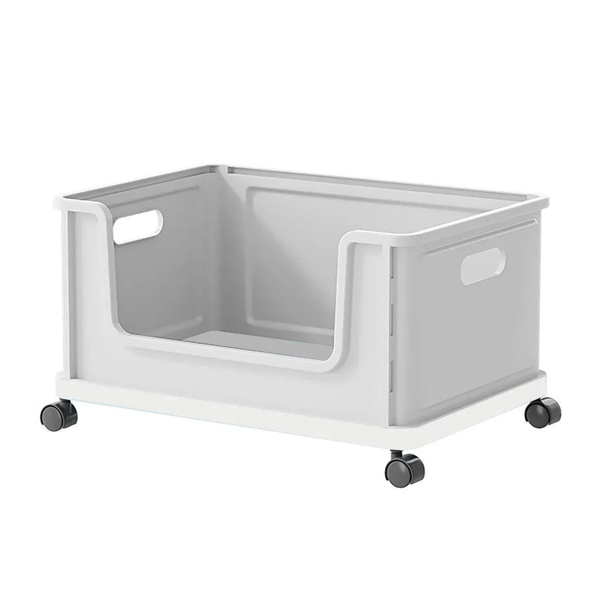 Under Desk Book Storage Box with Wheels Movable Classroom Student Organiser Rack - White